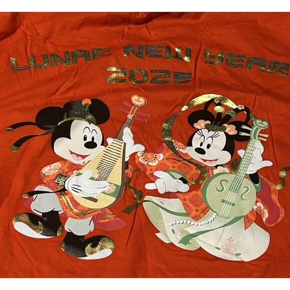 Disney California Adventure Lunar New Year 2025 T-Shirt Small Red Mickey Minnie - Picture 4 of 5